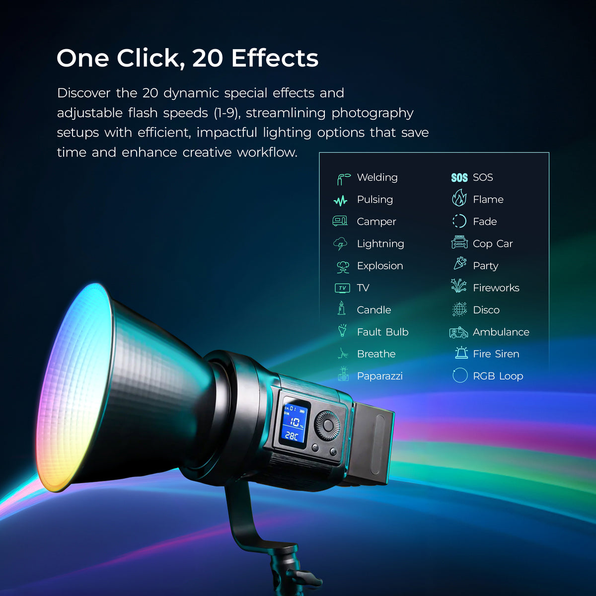 Buy Digitek DCL-100WBC DC RGB Combo Light with Reflector for ...