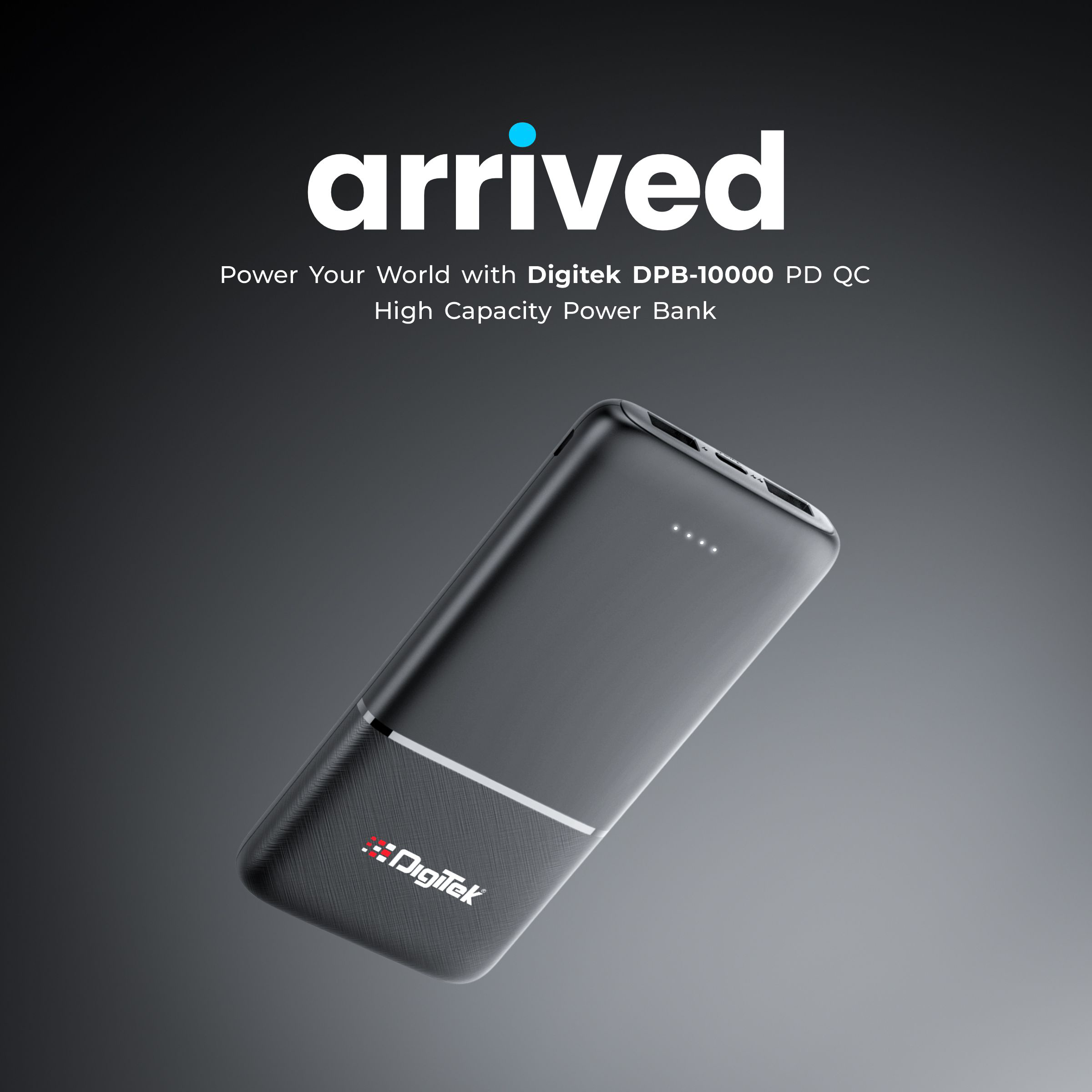 Digitek (DPB-10000 PD QC) High Capacity Superfast Power Bank with 22.5 Watt PD/QC charging with Type C Port (10000 mAh) White Color