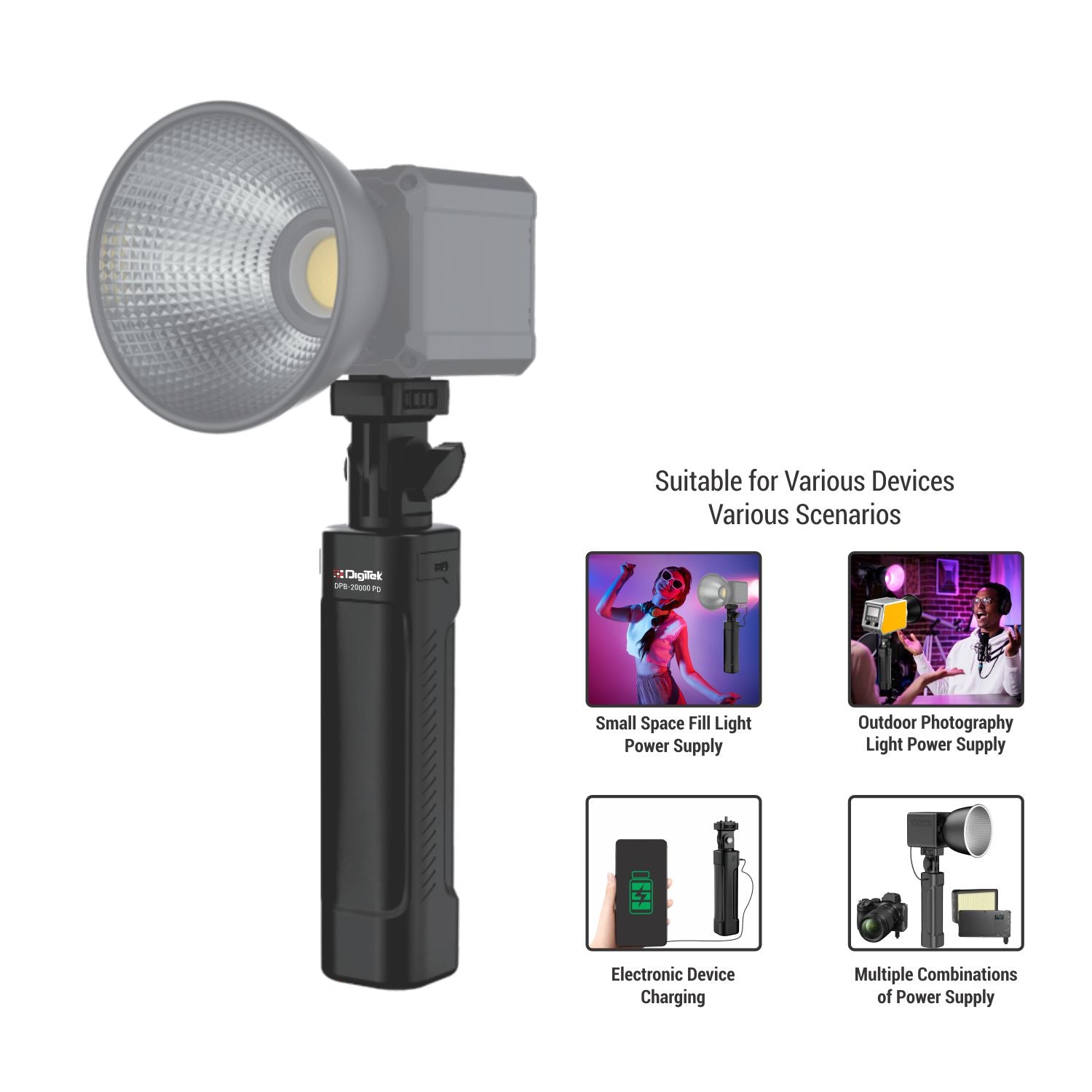 Digitek DPB-20000 PD Battery HANDLE GRIP for LED Studio COB Light