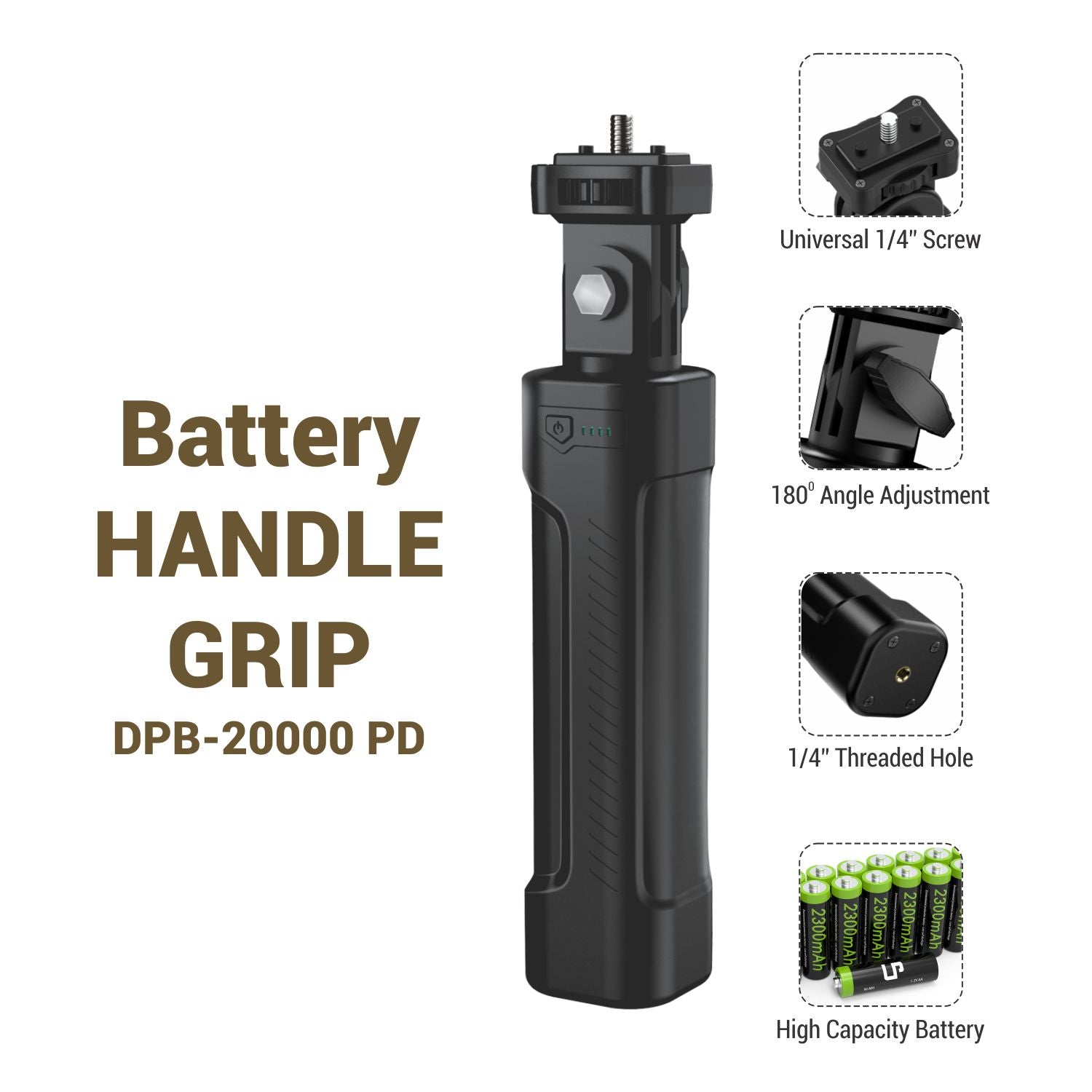 Digitek DPB-20000 PD Battery HANDLE GRIP for LED Studio COB Light