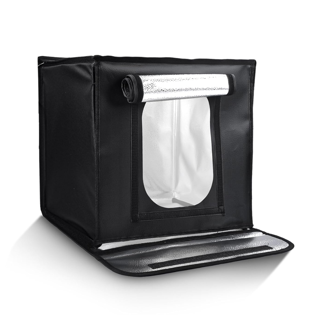 Digitek (DPLB 8080) Portable 50W Photo Studio Light Box, 72×72cm, 3000K–6000K Color Temp, Dual 216pcs LED Panels, 0–100% Dimming, 80 CRI, Shadow-Free, 6 Color PVC Backgrounds, For Product Photography