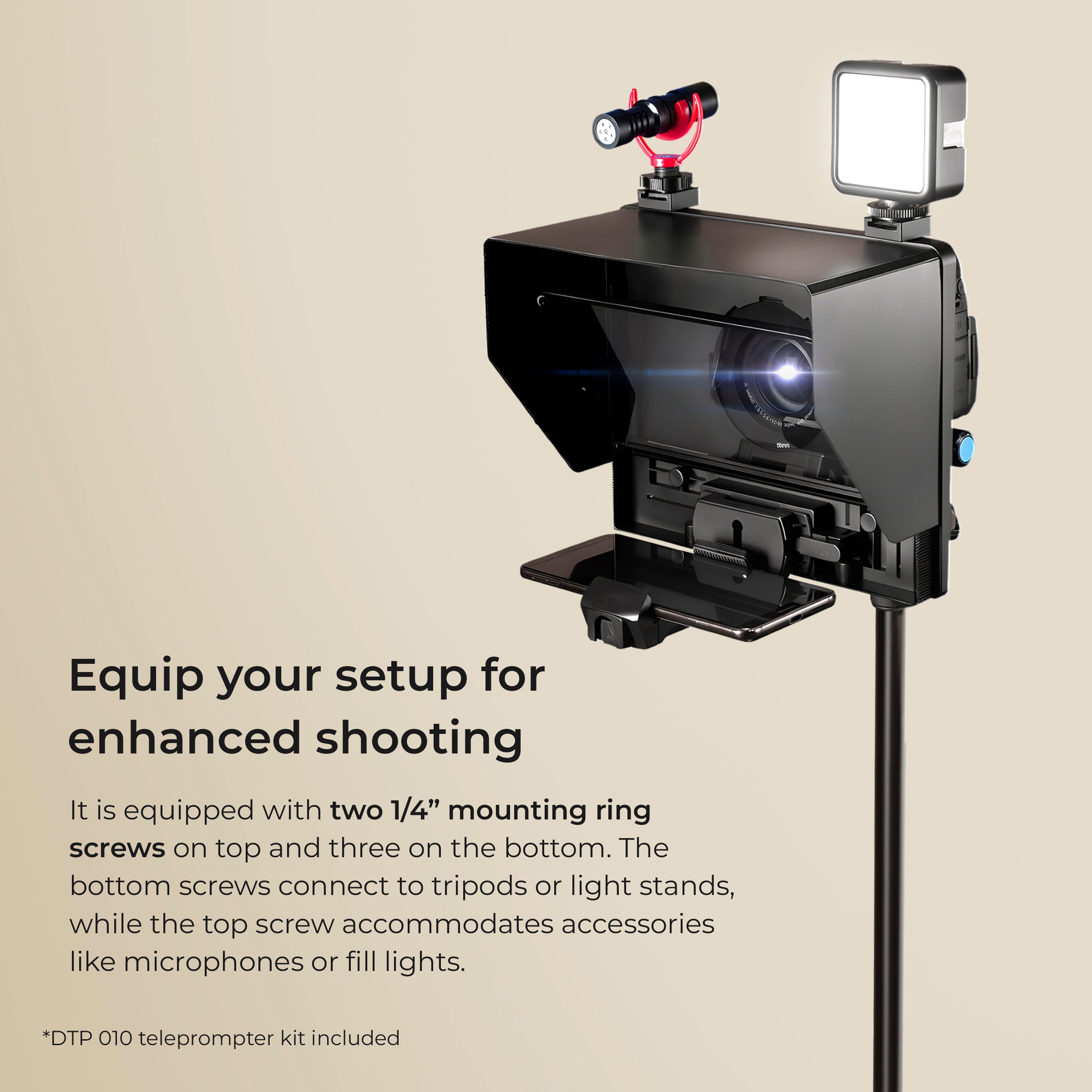 Digitek (DTP 010) 10” Digitek Teleprompter for Smartphone & DSLR Supports w/Remote Control, APP Compatible with iOS & Android System for Video Creator - Digitek