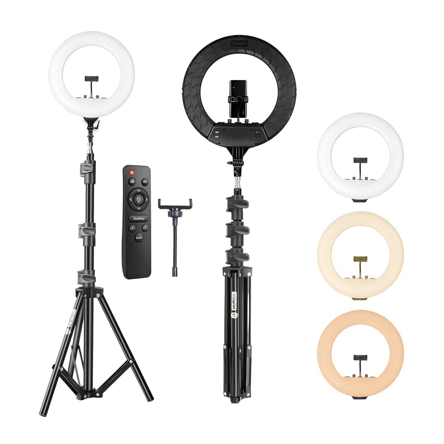 Digitek (DRL18RT C9) Professional LED Ring Light with Remote & Light Stand, Runs on AC Power with No Shadow apertures, Ideal use for Makeup, Video Shoot, Fashion Photography & Many More