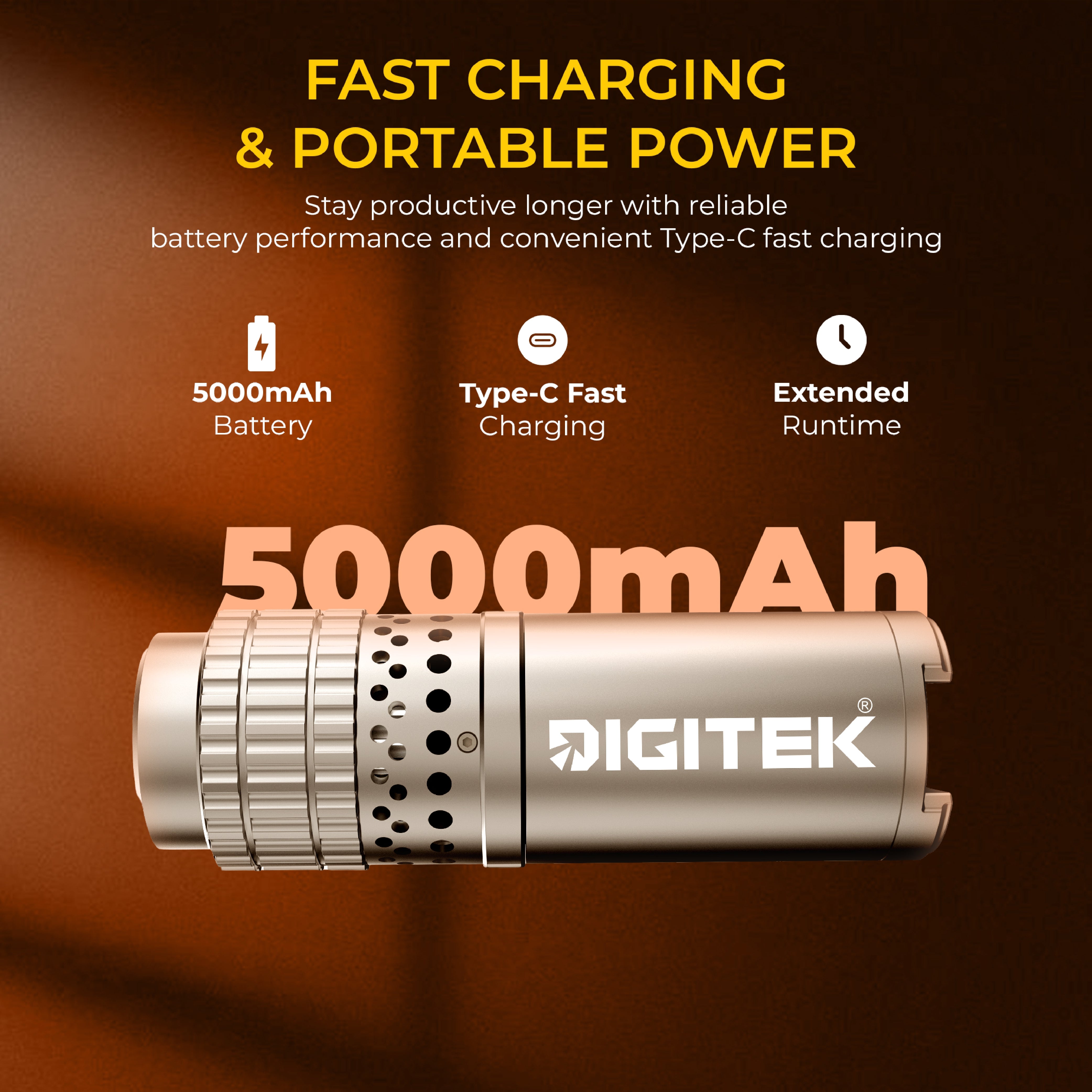 Digitek DS 35 WTP Photography Optical Snoot Light 35W, 5000mAh Rechargeable Battery, 1900K-6400K Adjustable Color Temperature, 4 Color Lights, 20 Projection Gobos, 0-100% Dimming, Type-C Fast Charging