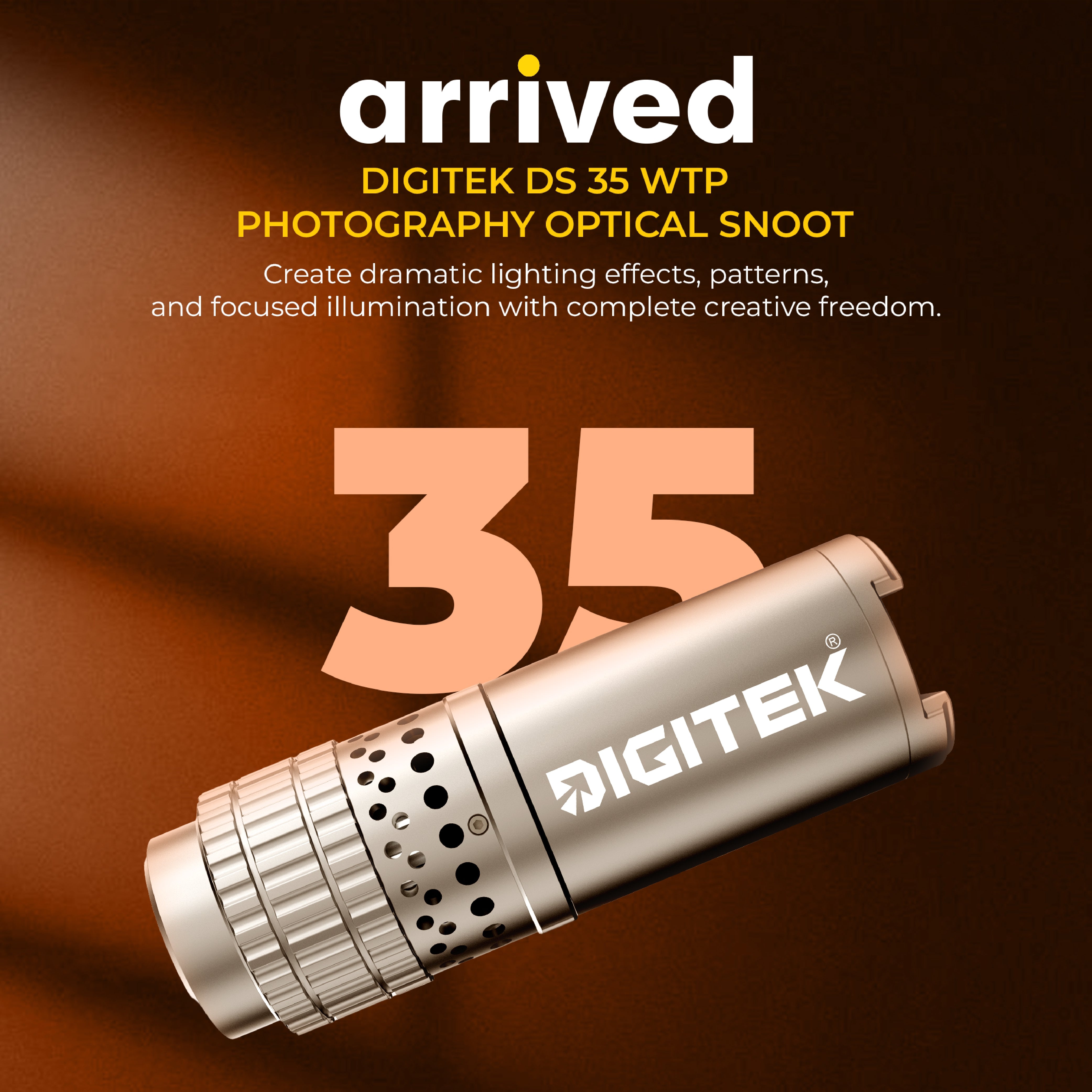 Digitek DS 35 WTP Photography Optical Snoot Light 35W, 5000mAh Rechargeable Battery, 1900K-6400K Adjustable Color Temperature, 4 Color Lights, 20 Projection Gobos, 0-100% Dimming, Type-C Fast Charging