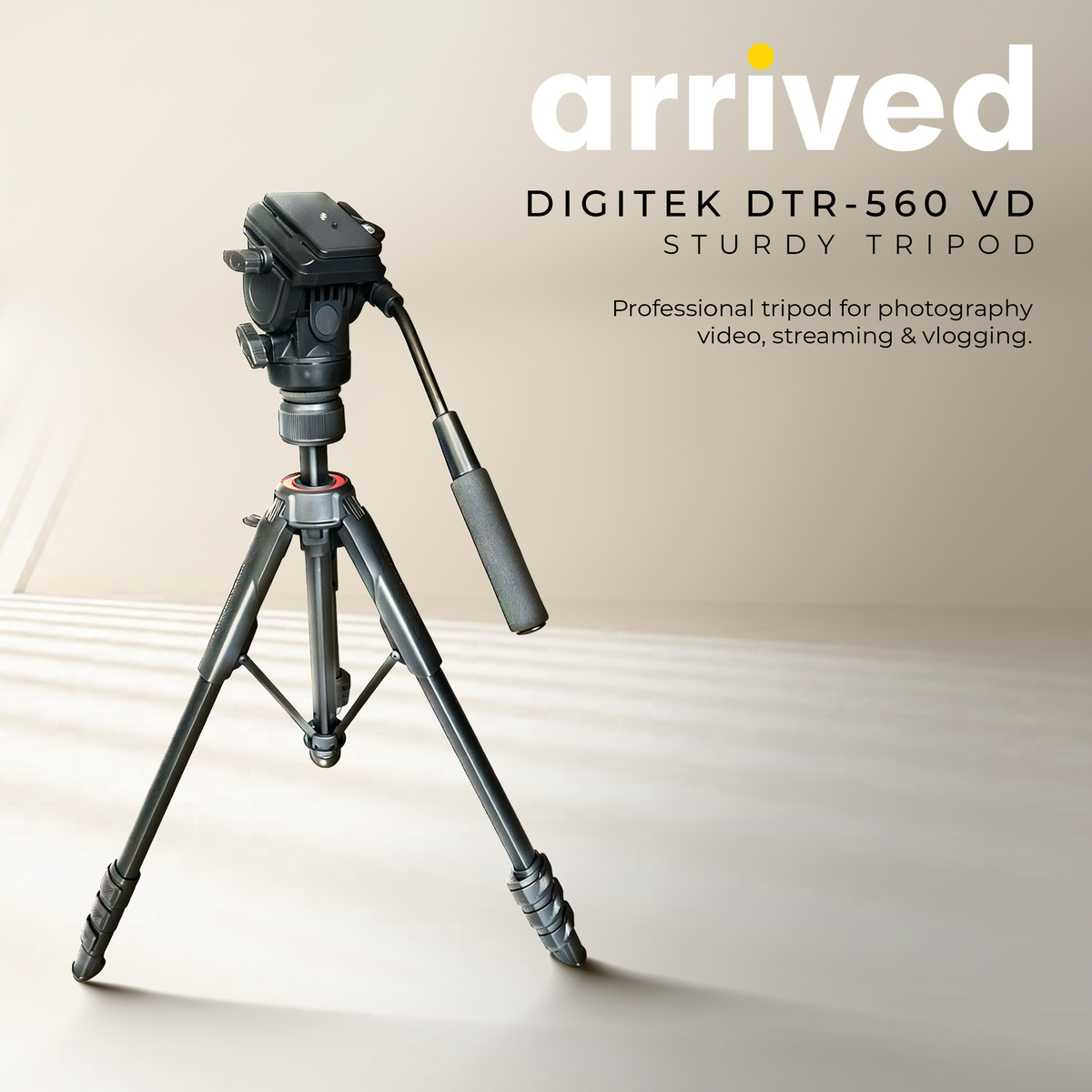 Digitek DTR-560 VD Professional Video Tripod Stand, 1700mm Height, 5kg Load Capacity, 3-Way Adjustable Pan Head, 360° Rotation, Heavy Duty Tripod for DSLR Cameras, Camcorders & Video Shooting