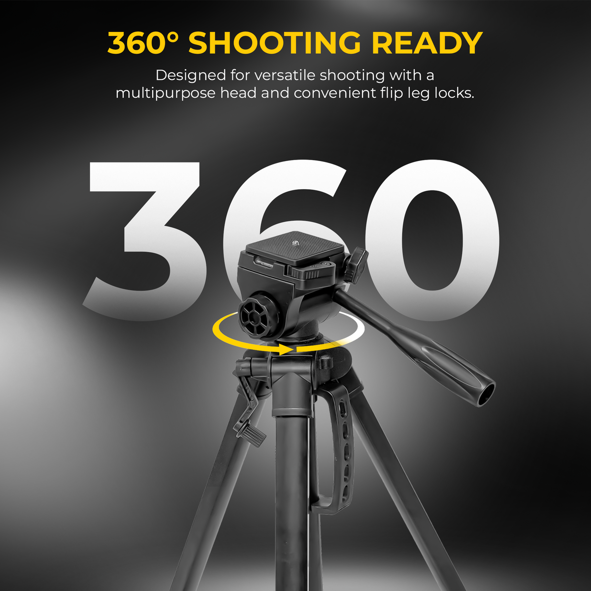 Digitek DTR-585 LW Heavy Duty Tripod Stand for DSLR Camera & Mobile, 1800mm Height, 6kg Load Capacity, 3-Way Pan Head, 360° Rotation, 4-Section Aluminium Tripod with Mobile Holder & Carry Bag
