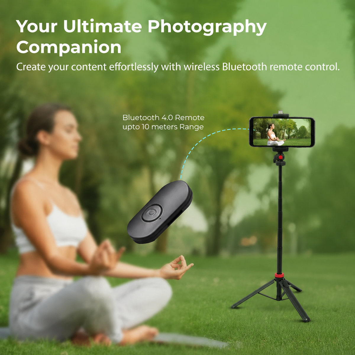 Digitek (DTR 565 SS) Tripod Selfie Stick with Wireless Remote, 360° Rotation, 7-Section Aluminum Rod, 1450mm Max Height, 3kg Load, GoPro Adapter – Compatible with Phone & Action Cameras