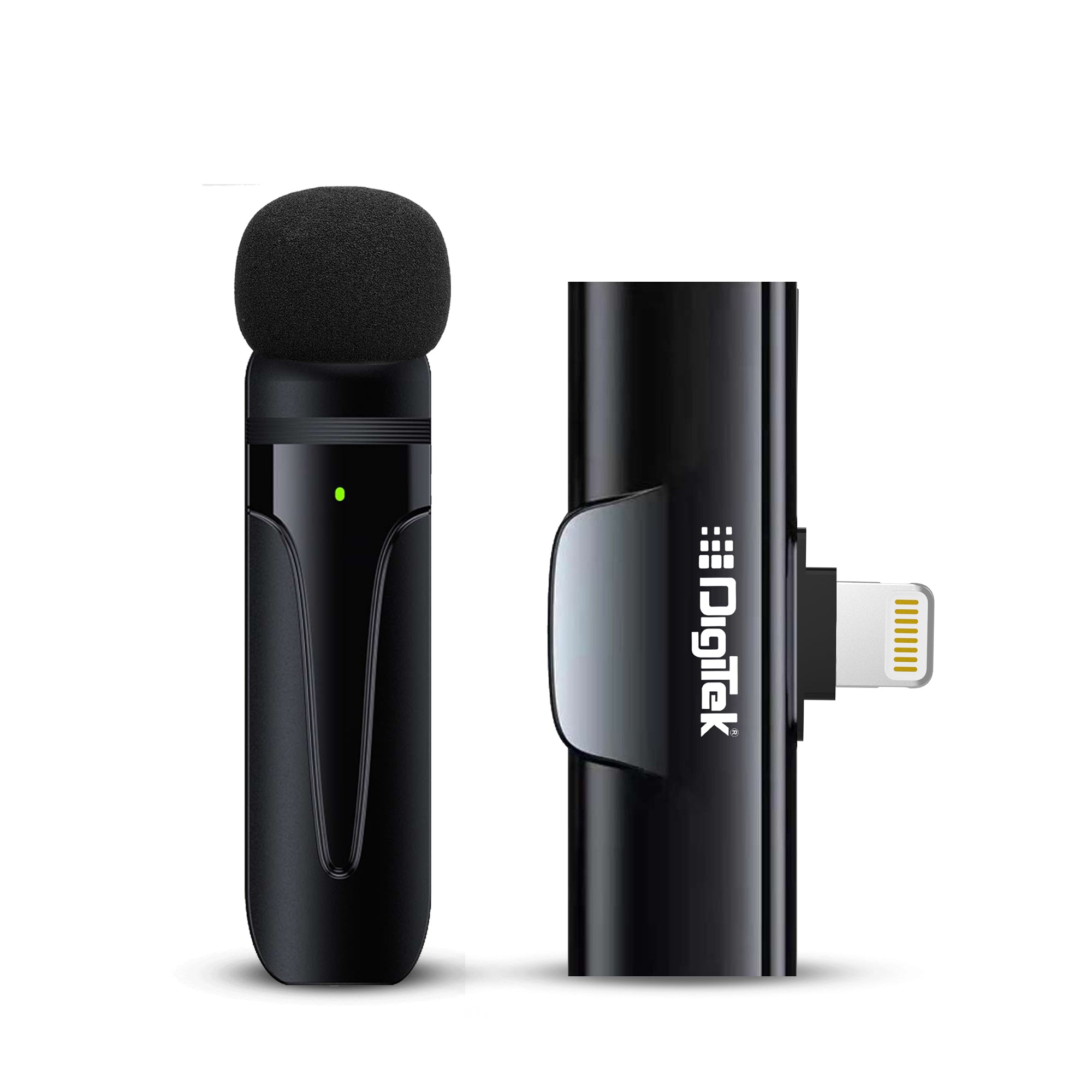 Digitek (DWM-002) Wireless Microphone & Receiver with 8-pin Connector for Noise Cancellation, Fast Charging, Suitable for YouTube Vlog, Live Streaming