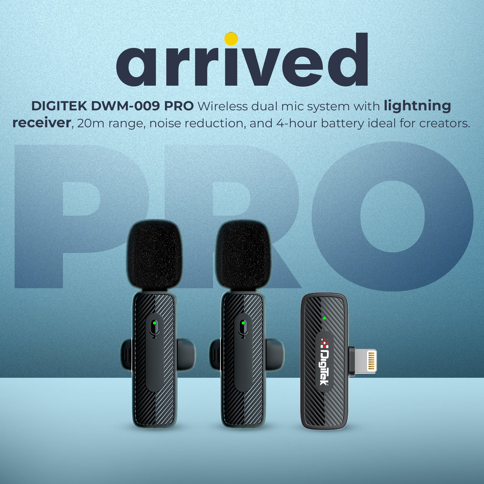 Digitek (DWM-009 PRO) 2.4G 1 Receiver with Lightning Connector & Dual Respondent 2 Microphone