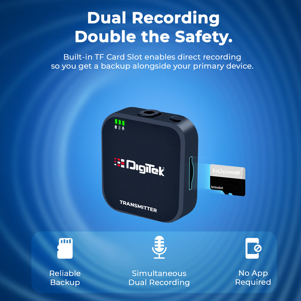 Digitek DWM-101 Mini Wireless Microphone | 80m, TF Card & 48kHz