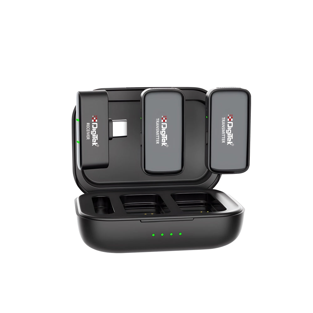 Digitek (DWM 120) Wireless Microphone System, Noice Reduction, 2.4G Mic with 50m Range & 4.5Hr Battery, for iPhone & Android Smartphones, Ideal for Vlogging, Streaming & Interviews