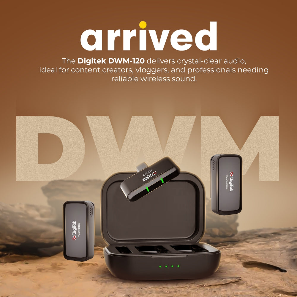 Digitek (DWM 120) Wireless Microphone System, Noice Reduction, 2.4G Mic with 50m Range & 4.5Hr Battery, for iPhone & Android Smartphones, Ideal for Vlogging, Streaming & Interviews