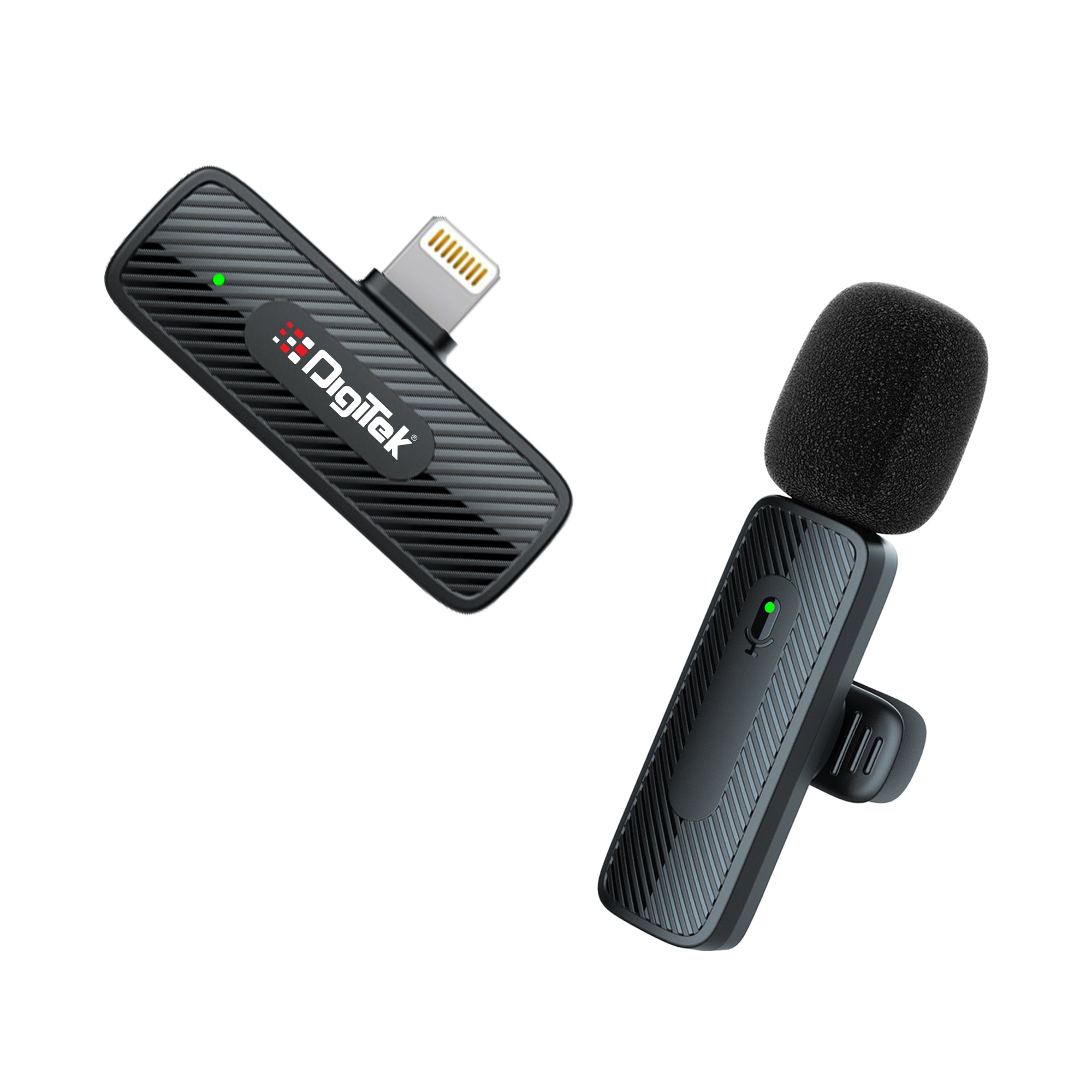 Digitek® (DWM-007 PRO) Wireless Microphone & Receiver with Lightning Connector, 2.4GHz Frequency, 4Hr Battery, 20m Range, Compatible with iPhone & iPad, For Voice Recording, Interview & Live Streaming
