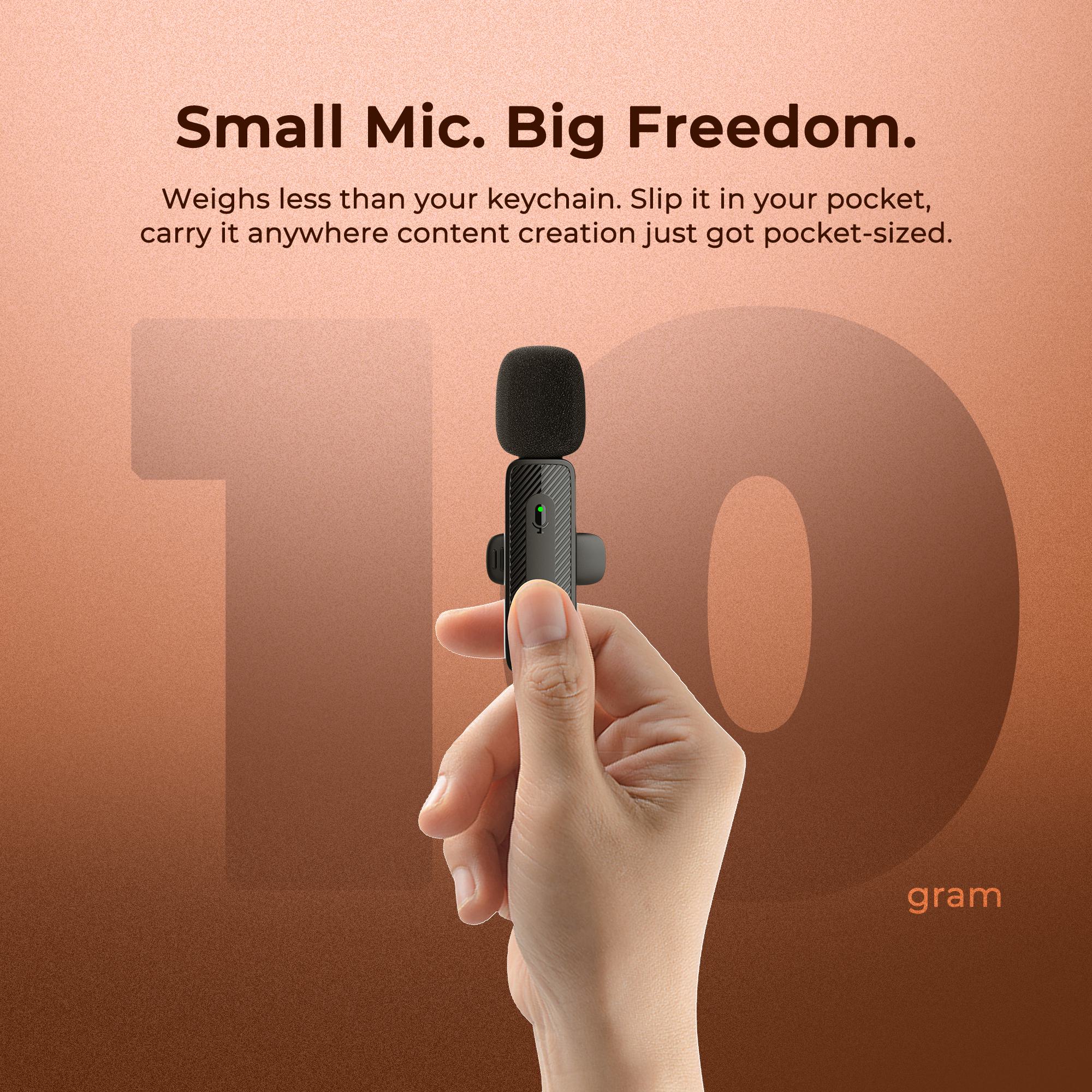 Digitek® (DWM-007 PRO) Wireless Microphone & Receiver with Lightning Connector, 2.4GHz Frequency, 4Hr Battery, 20m Range, Compatible with iPhone & iPad, For Voice Recording, Interview & Live Streaming