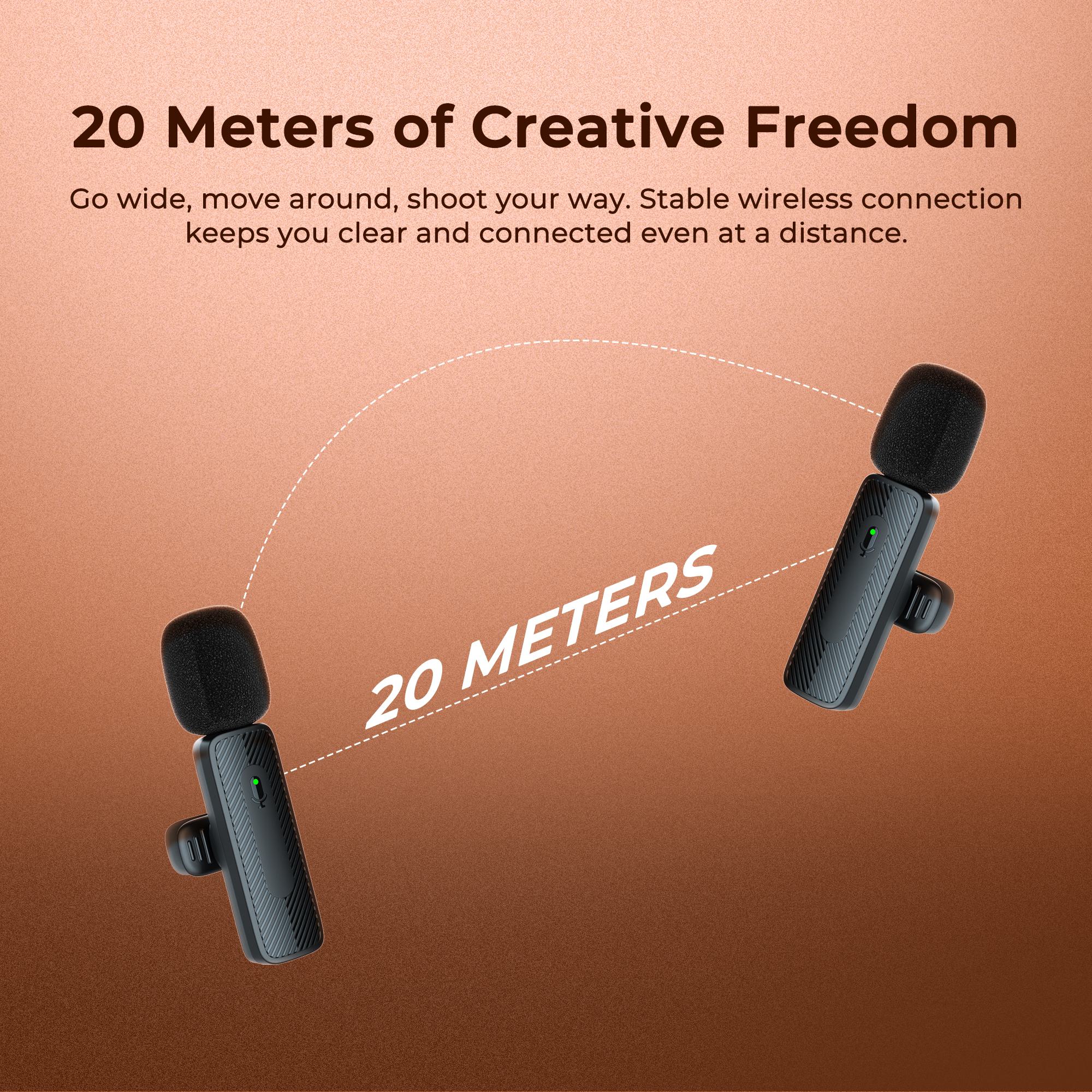 Digitek® (DWM-007 PRO) Wireless Microphone & Receiver with Lightning Connector, 2.4GHz Frequency, 4Hr Battery, 20m Range, Compatible with iPhone & iPad, For Voice Recording, Interview & Live Streaming