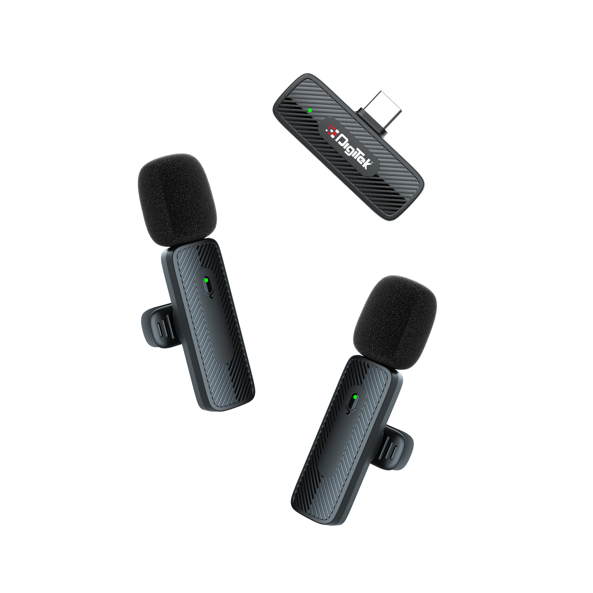 Digitek® (DWM-008 PRO) Wireless Microphone & Receiver with Type-C Connector, 2x Mic System, 2.4GHz Frequency, 4Hr Battery, 20m Range, For Android Devices, Ideal for Voice Recording, & Live Streaming