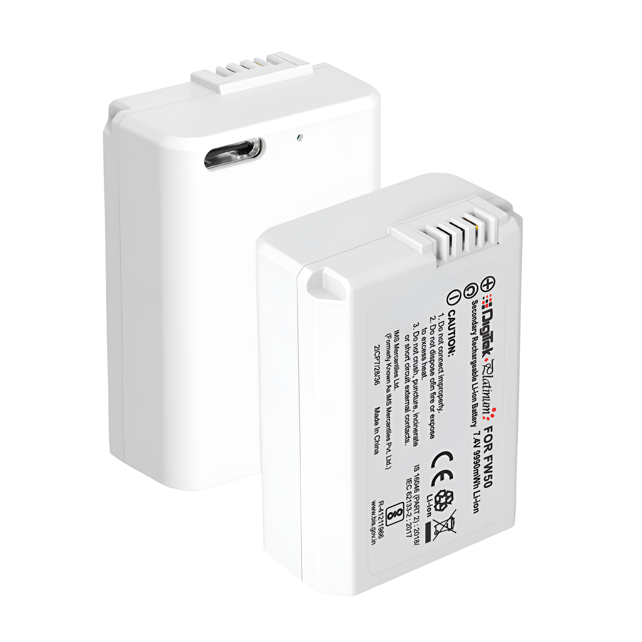 Digitek Platinum (NP-FW50) 2100mAh Extra Power Li-ion Battery with Type-C Charging, For Sony Alpha A6000, A6100, A6300, A6400, A6500, A7, A7R, A7S, A7 II, A7R II, A7S II, RX10, RX10 II, RX10 III, RX10 IV