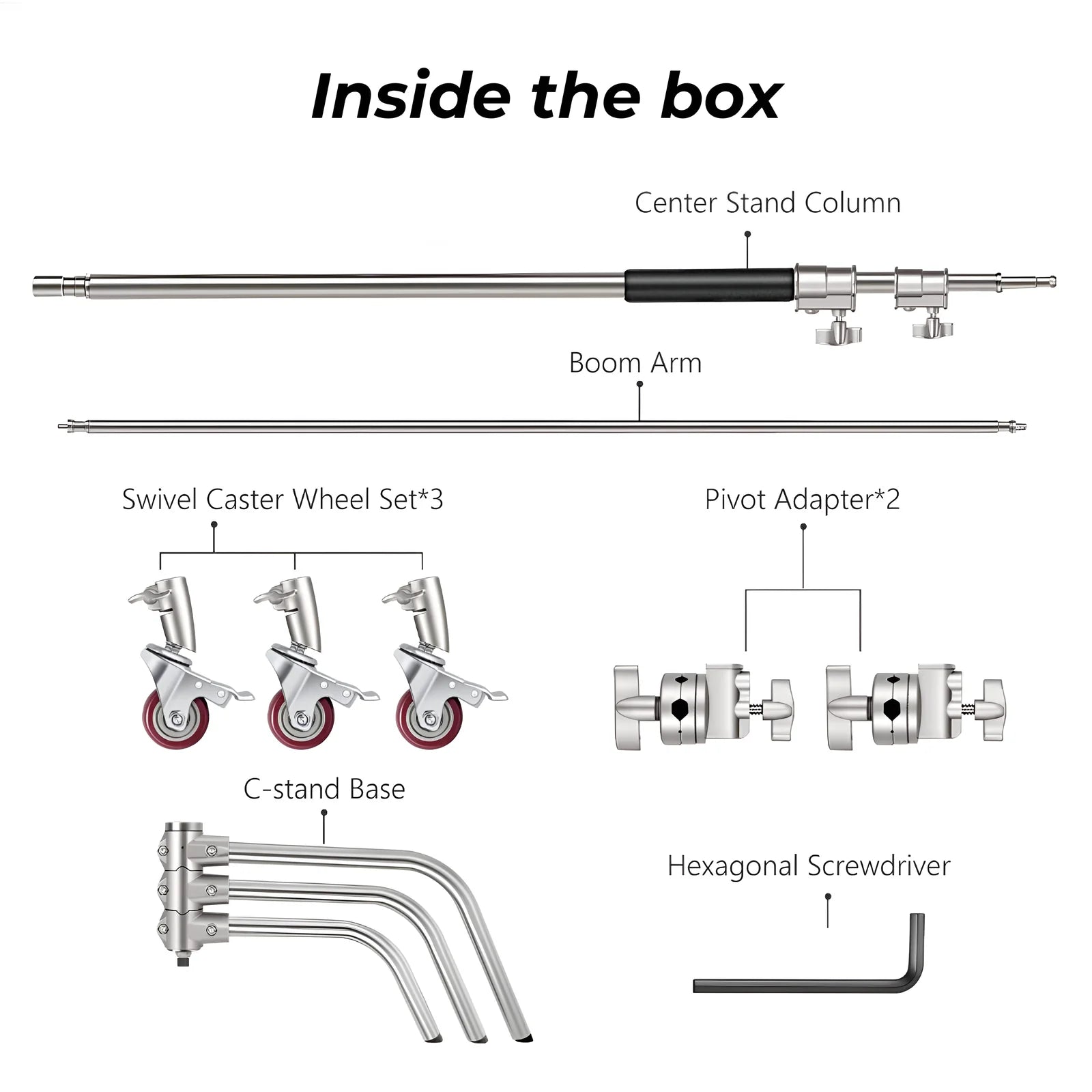 Digitek (DCS 340W) C-Stand with Wheels, Heavy-Duty 10.8 ft Film & Video Light Stand with Boom Arm & Grip Head, Professional Photography & Videography Support