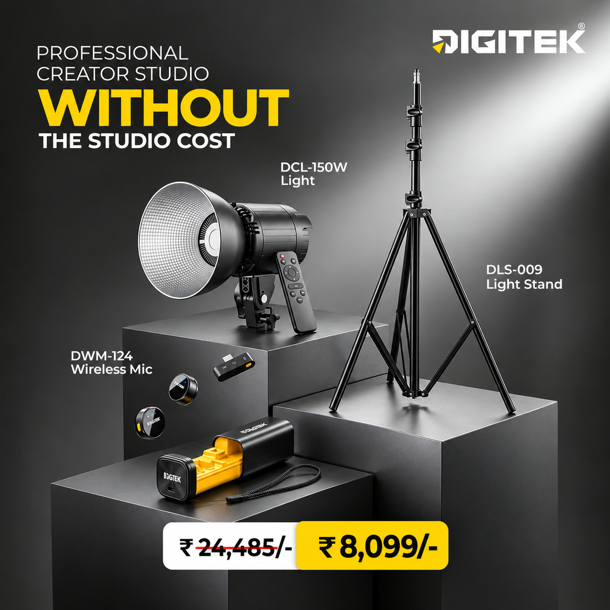 Creators Special Kit 4 - Wireless Mic + Continuous Light + Light Stand