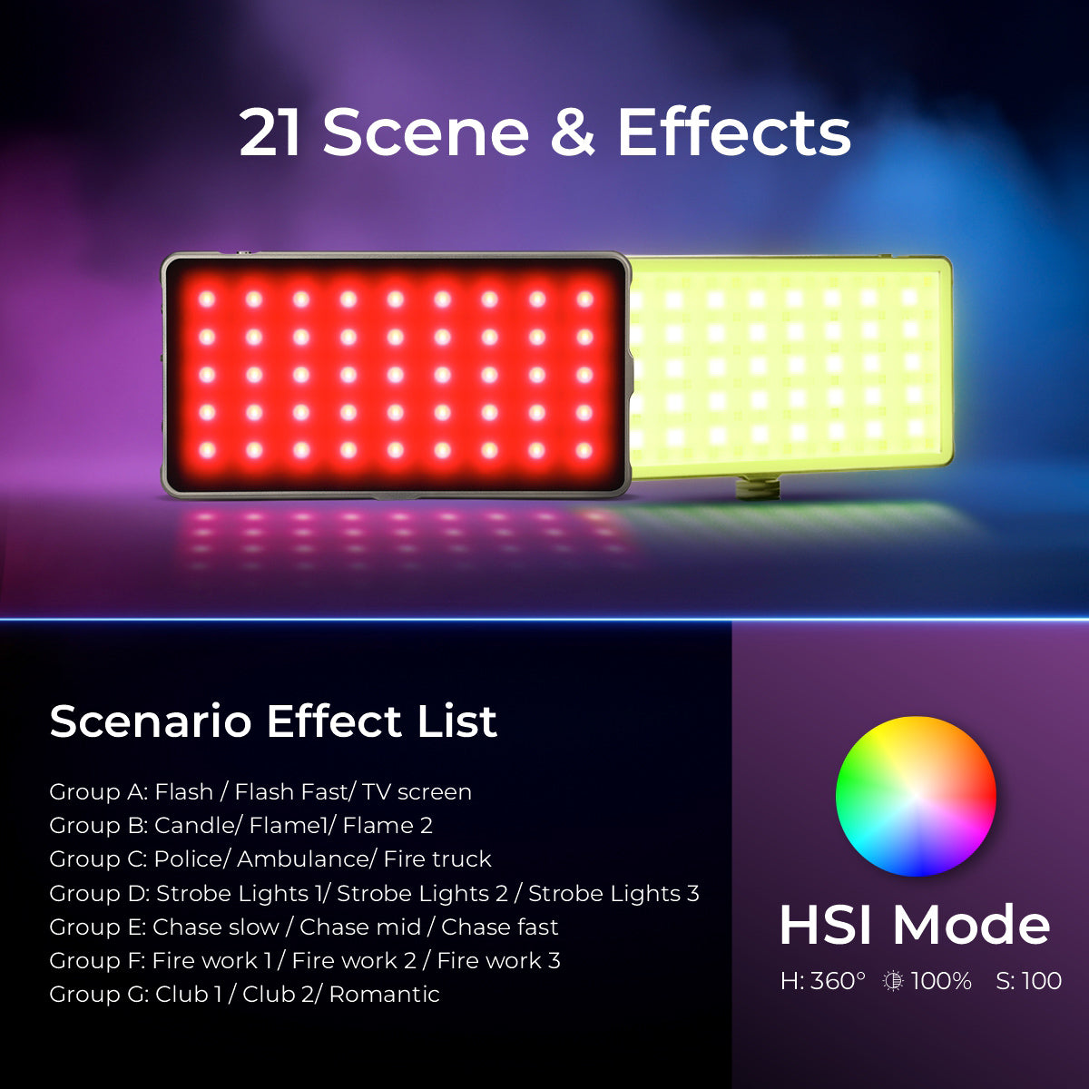 Digitek LED-D132 ML RGB Built in 4000mAh Li-ion Battery RGB Portable Video Light with Bundle of Advanced Features Like Hue & Saturation Settings 21 nos. of Scenario Effects Preset etc. - Digitek