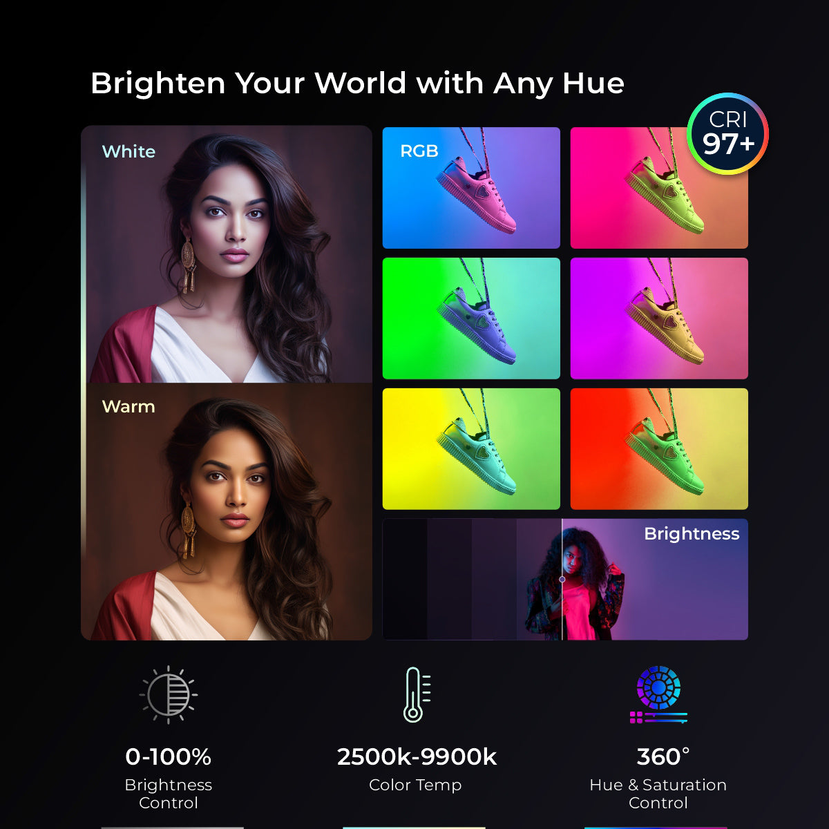 Digitek LED-D132 ML RGB Built in 4000mAh Li-ion Battery RGB Portable Video Light with Bundle of Advanced Features Like Hue & Saturation Settings 21 nos. of Scenario Effects Preset etc. - Digitek