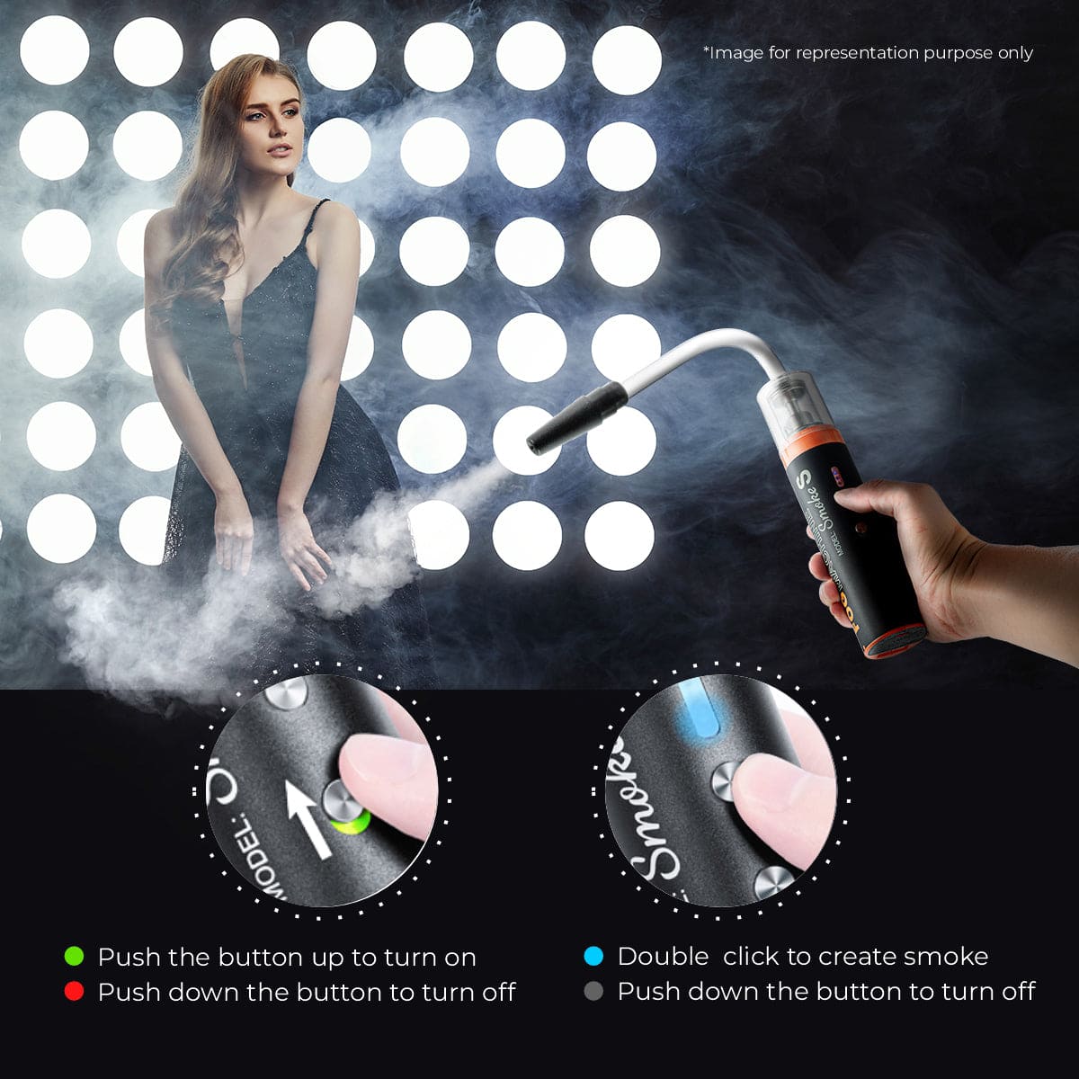LENSGO Smoke S Hand-held Fog Machine, Portable Smoke Machine with Remote Control LENSGO Fogger for Photography, Outdoor Events, Parties, Stage Effects, Halloween, Disinfection or Weddings