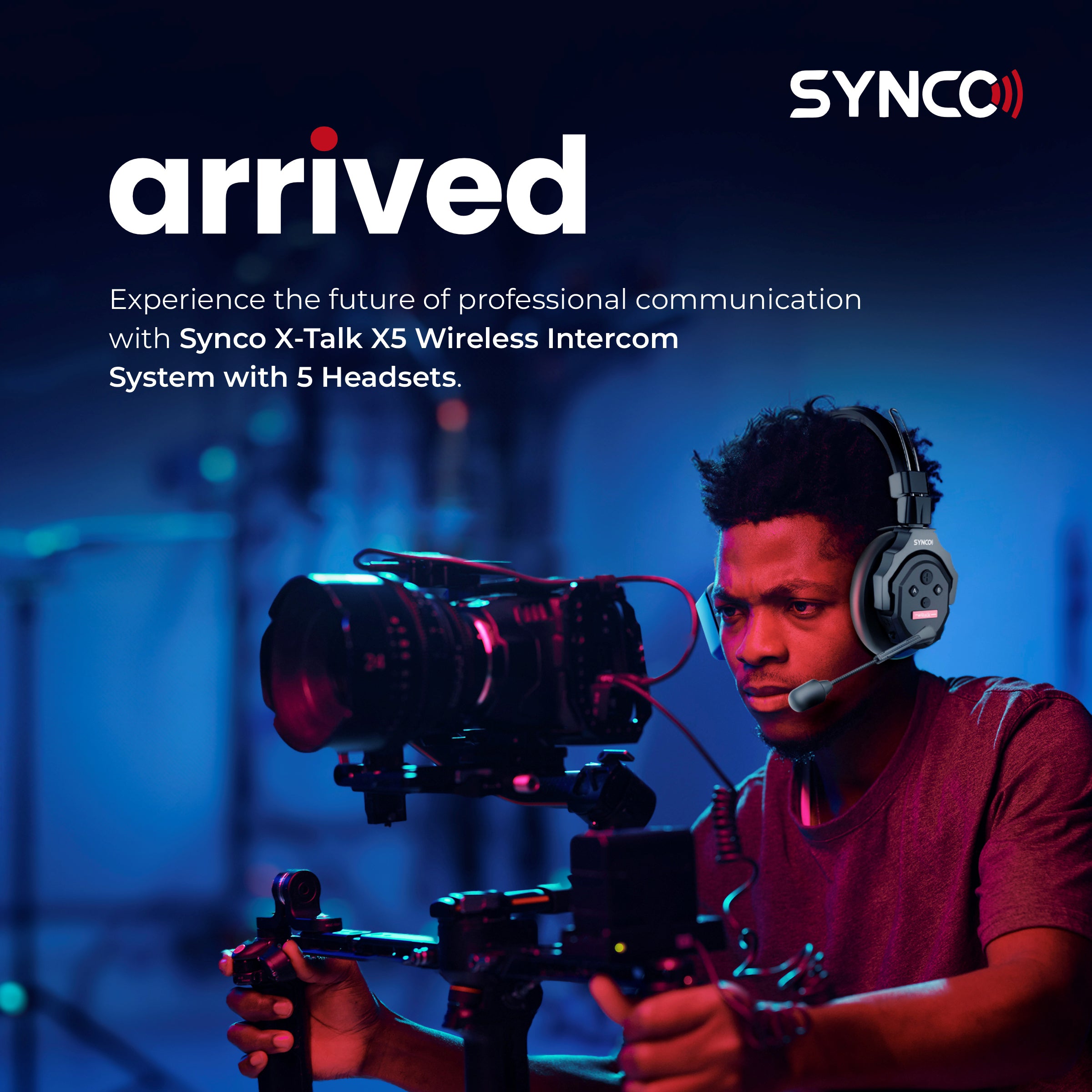 SYNCO (X-Talk X5) 2.4GHz Wireless Headset Intercom System Random Master Device Design for Movie Shoot Live Show Stage Performance (5PCS)