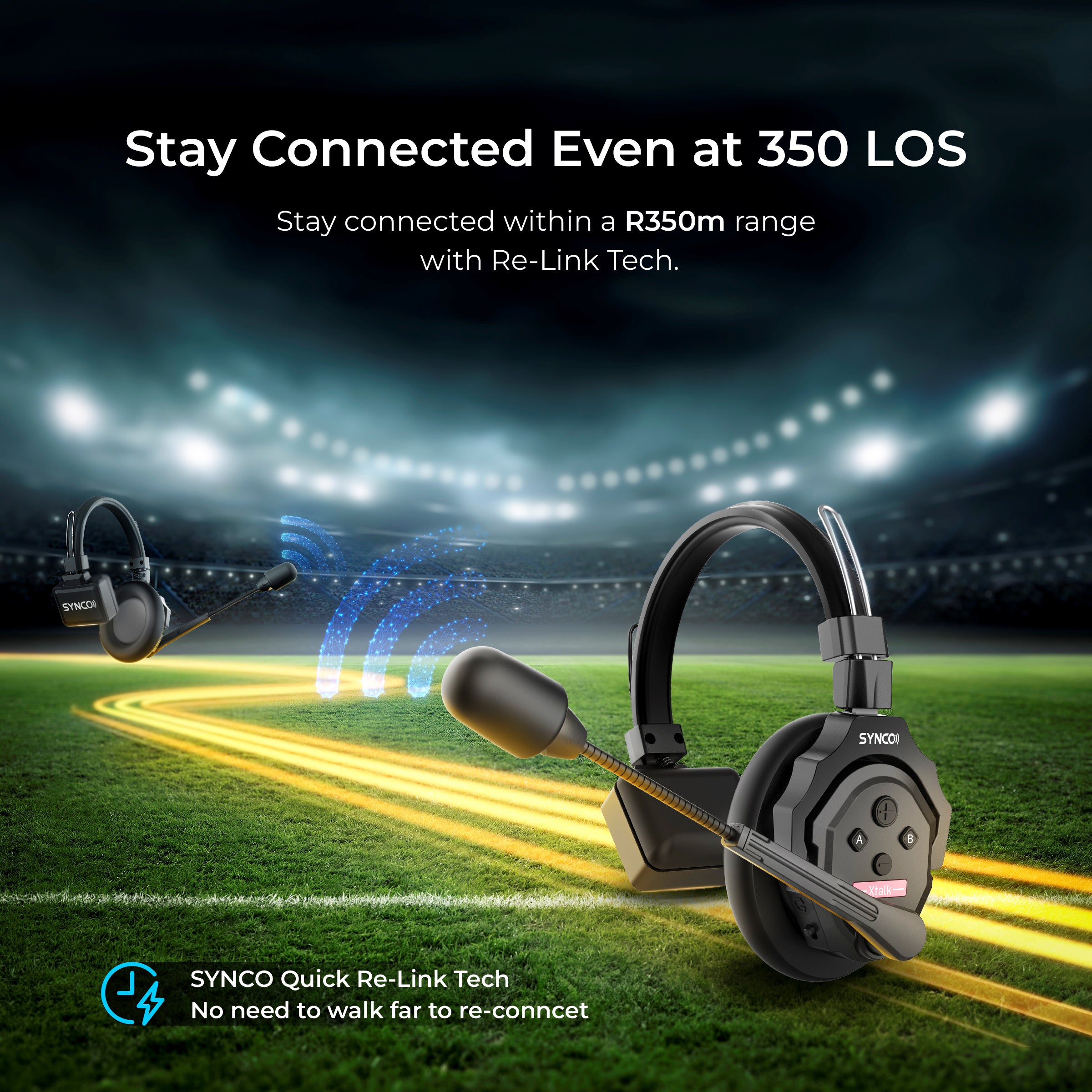 SYNCO (X-Talk X5) 2.4GHz Wireless Headset Intercom System Random Master Device Design for Movie Shoot Live Show Stage Performance (5PCS) - Digitek