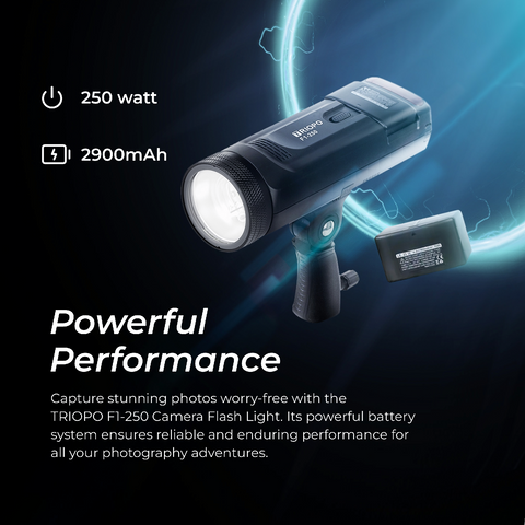 TRIOPO (F1-250) Camera Flash Light 2.4G TTL Out Door Flash Strobe HSS Cordless Mono Light Battery.