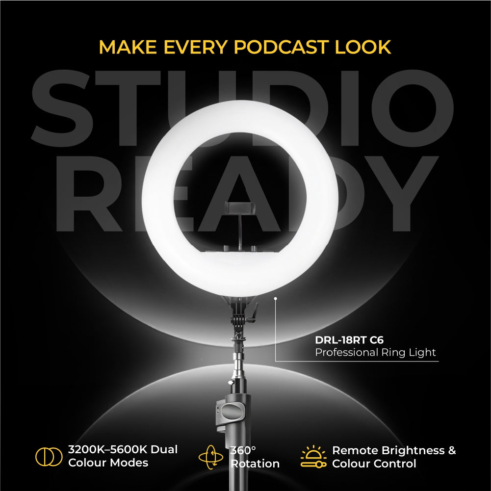 Two-Person Podcast Kit - 2x Condenser Mic + Ring Light with Stand