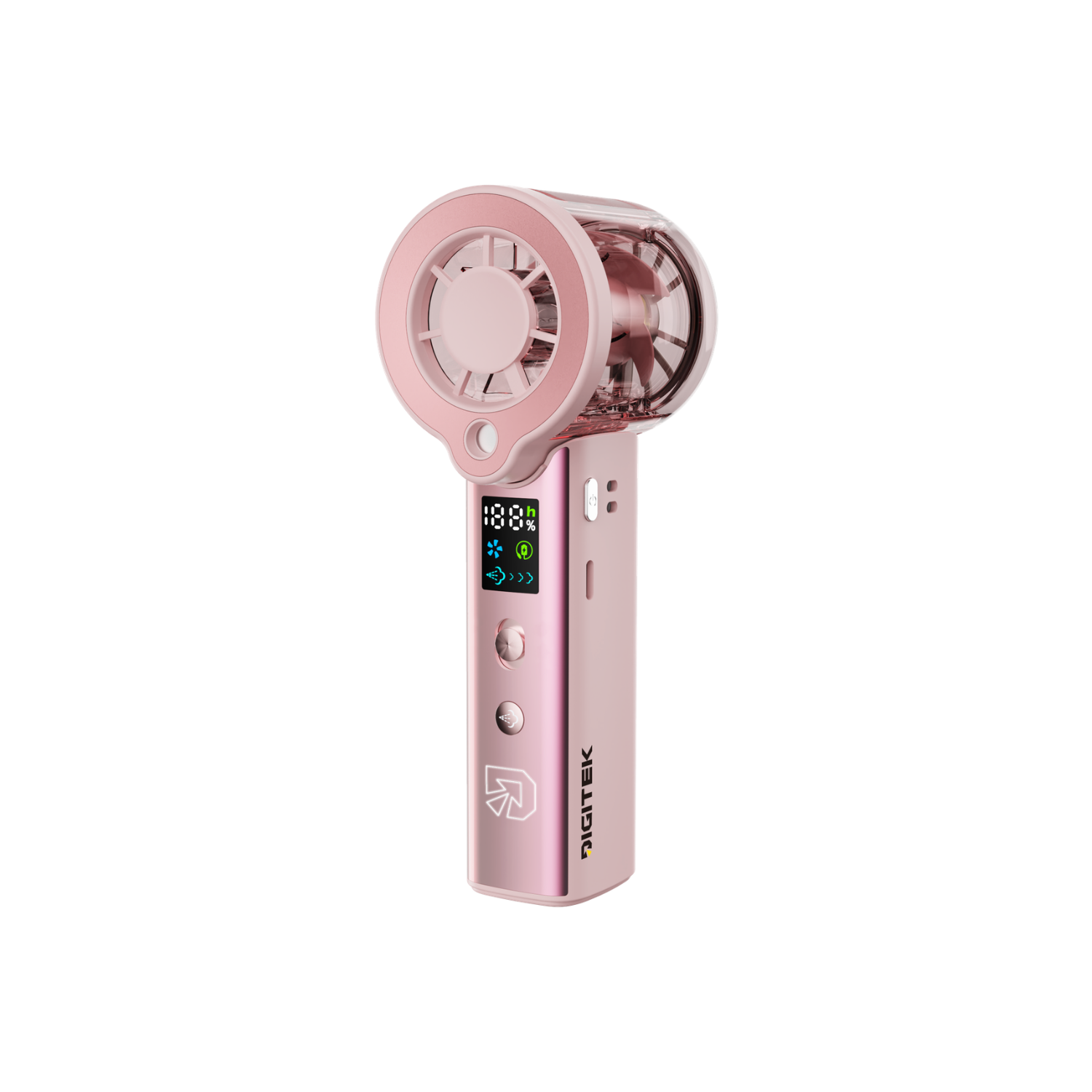Digitek DFP-FS1 Portable Handheld Spray Fan | 7.5W Powerful Cooling | 100 Stepless Speed Levels | 3000mAh Battery | Nano Mist Spray | USB Type-C Charging, Power Bank Function & LED Display