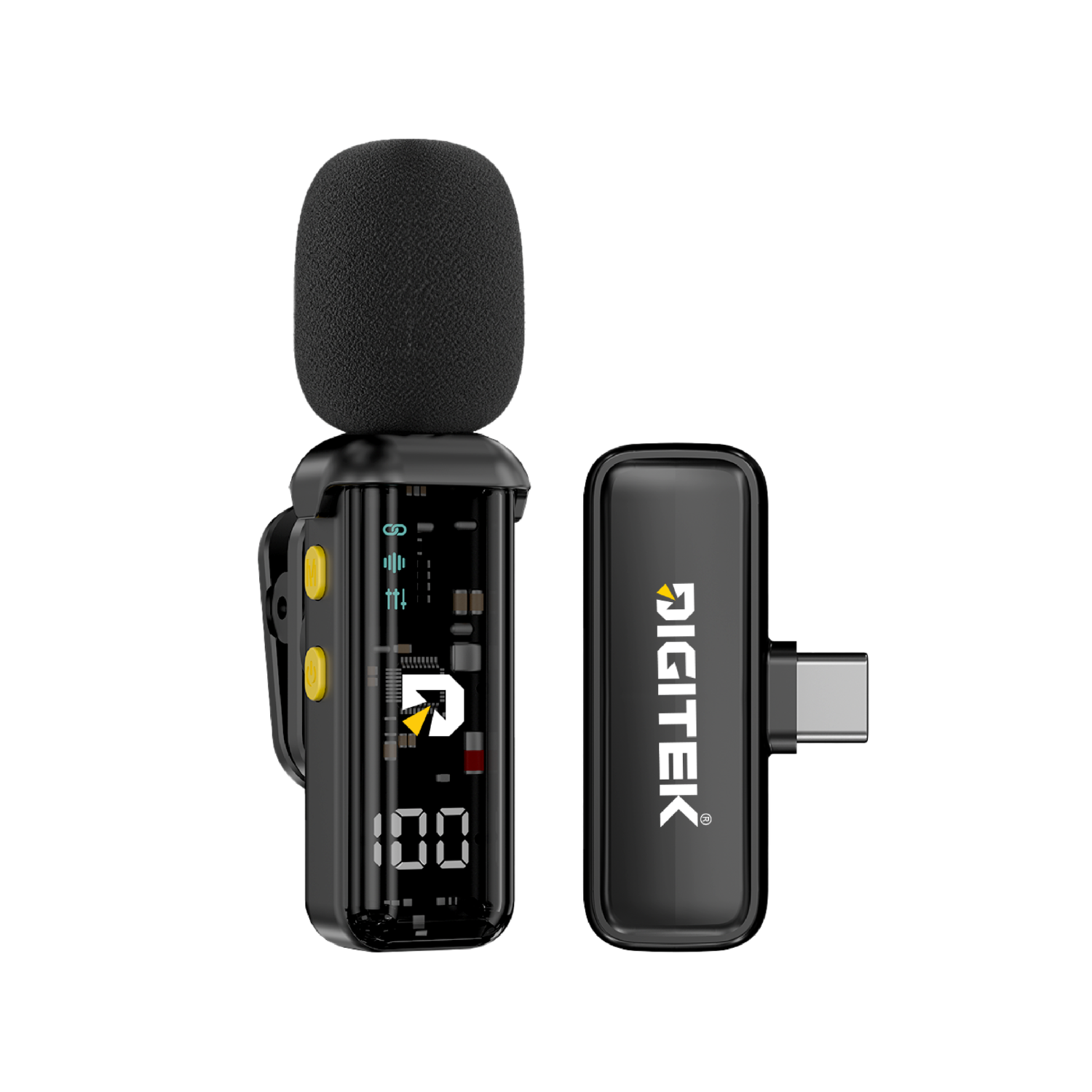 Digitek DWM-011 Wireless Microphone System for iPhone 15 Series & USB-C Android Devices, 2.4GHz Plug & Play Lavalier Mic, Noise Reduction, Echo Mode, 20m Range, 4H Battery Life, Type-C Receiver