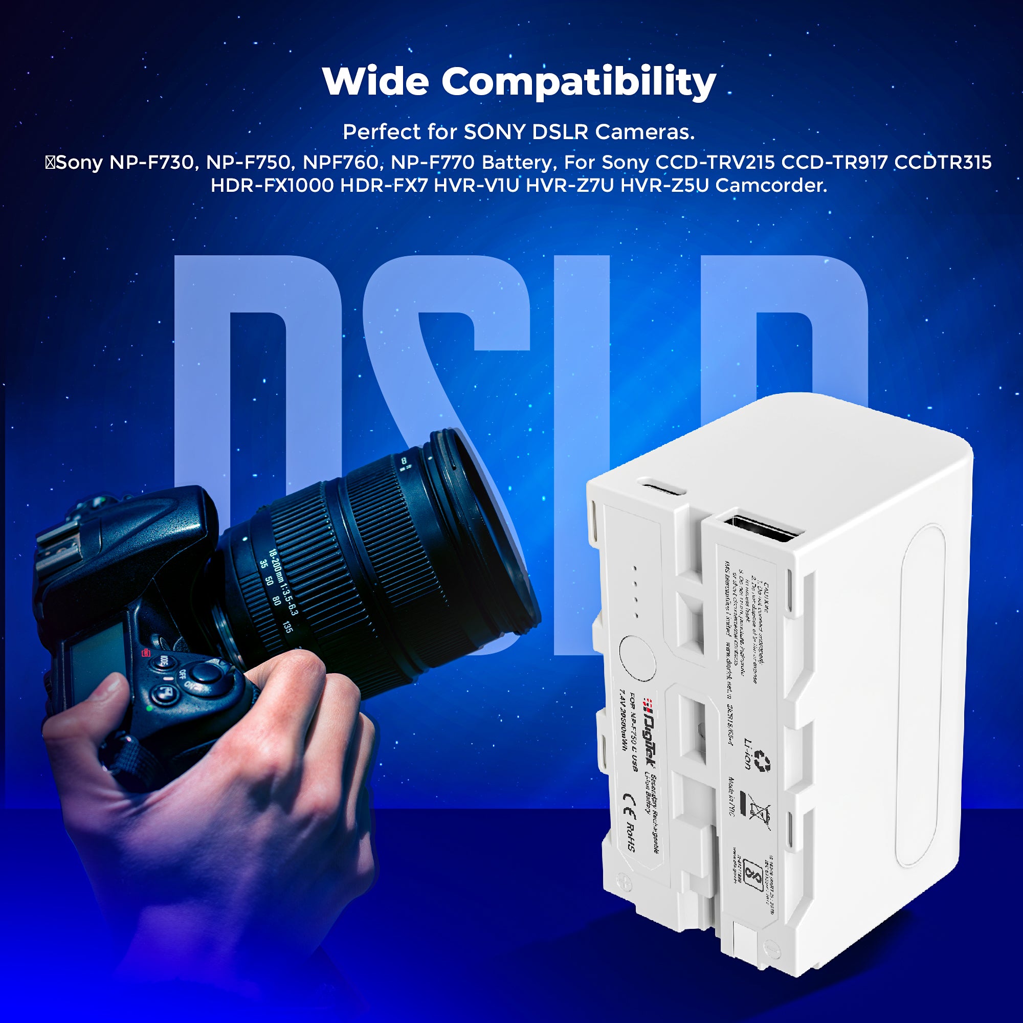 Digitek for Sony NP-F750C/ NP-F770 Type-C Camera Battery 7.4V.