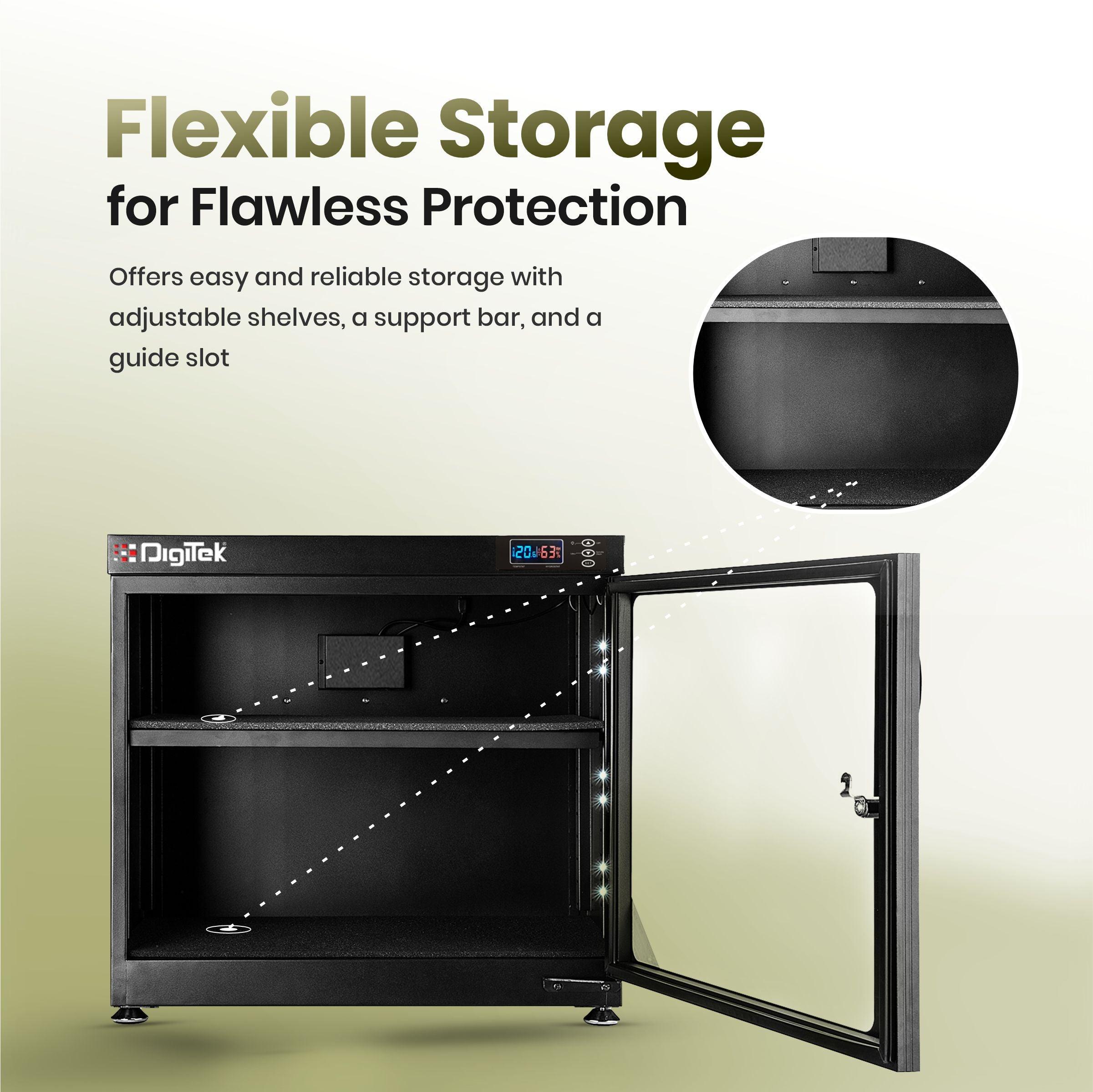 Digitek (AD-85HS) 85 Liters Capacity Digital Display Dry Cabinet with Humidity Controller (Black) - Digitek