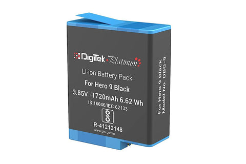 Digitek (DBG-9) Platinum Li-ion Rechargeable Battery Pack for GoPro Hero 9 Black 3.8V 1720mAh 6.62 Wh. DBG-9 - Digitek