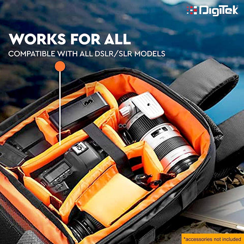 Digitek (DCB 002) Lightweight Waterproof Camera Bag with Laptop compartment, Lens Accessories Carry Case for All DSLR Cameras - Digitek