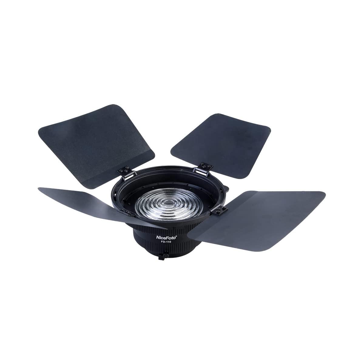 Digitek DFD-110 Fresnel Lens Bowens Mount Light Focusing Adapter with Barn Door & Honeycomb Grid - Digitek