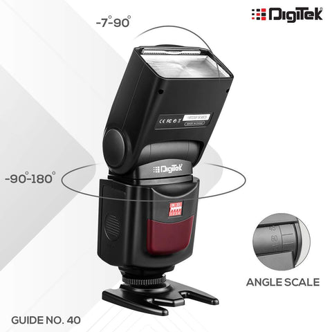 Digitek (DFL-088) Universal Electronic Flash Speedlite for DSLR Cameras Canon Nikon Pentax Olympus with Standard Hot Shoe Mount (Without Trigger) - Digitek