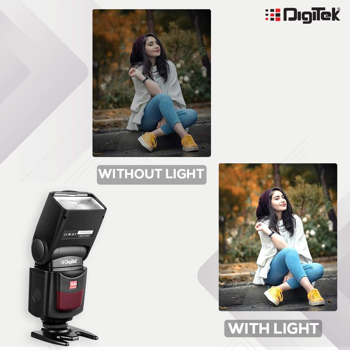 Digitek (DFL-088) Universal Electronic Flash Speedlite for DSLR Cameras Canon Nikon Pentax Olympus with Standard Hot Shoe Mount (Without Trigger) - Digitek