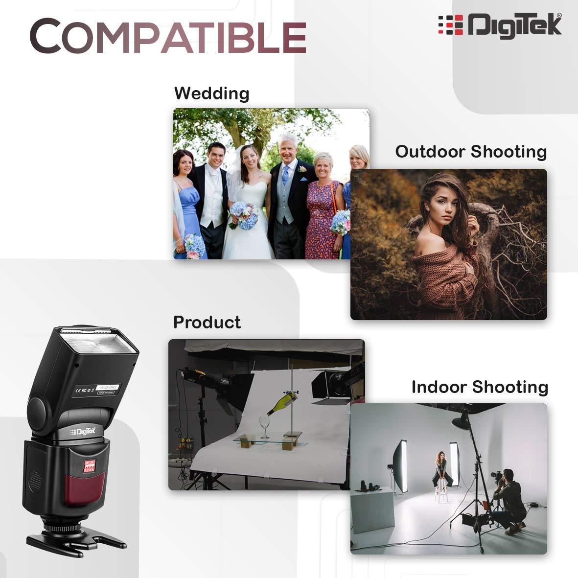 Digitek (DFL-088) Universal Electronic Flash Speedlite for DSLR Cameras Canon Nikon Pentax Olympus with Standard Hot Shoe Mount (Without Trigger) - Digitek