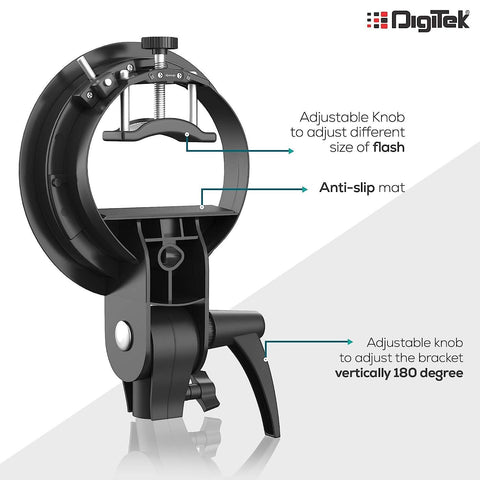 Digitek (DFSB 003) S-Type Speedlite Bracket Elinchrom Mount Holder | for Speedlite Flash Softbox, Beauty Dish, Snoot, Reflector & Photographic Umbrella - Digitek