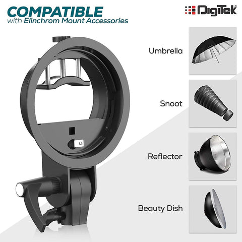 Digitek (DFSB 003) S-Type Speedlite Bracket Elinchrom Mount Holder | for Speedlite Flash Softbox, Beauty Dish, Snoot, Reflector & Photographic Umbrella - Digitek