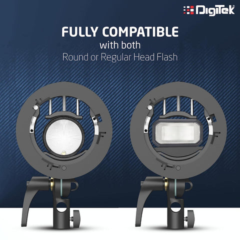 Digitek (DFSB-005) Multipurpose S2 Type Speedlite Bracket for Round and Regular Head & Bowens Mount Accessories Like Softbox, Reflector, Snoot, Photo Umbrella and Barndoor Kit, Proudly Make in India - Digitek