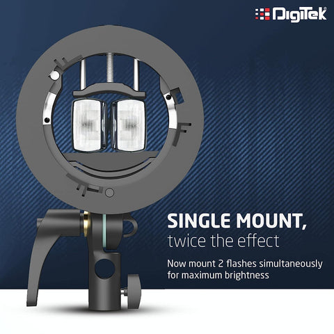 Digitek (DFSB-005) Multipurpose S2 Type Speedlite Bracket for Round and Regular Head & Bowens Mount Accessories Like Softbox, Reflector, Snoot, Photo Umbrella and Barndoor Kit, Proudly Make in India - Digitek