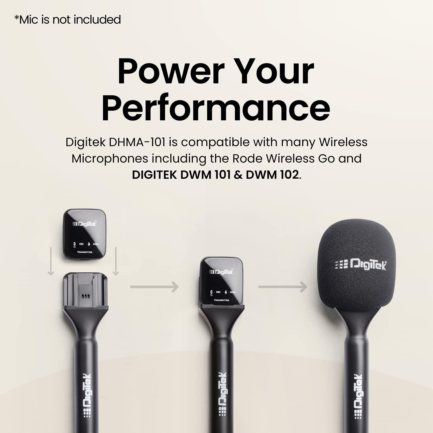 Digitek (DHMA-101) Interview Adapter Compatible with DWM 101 & Other Wireless GO Trensmitter DHMA-101 Includes a Foam Windshield to Reduce Wind Noise - Digitek