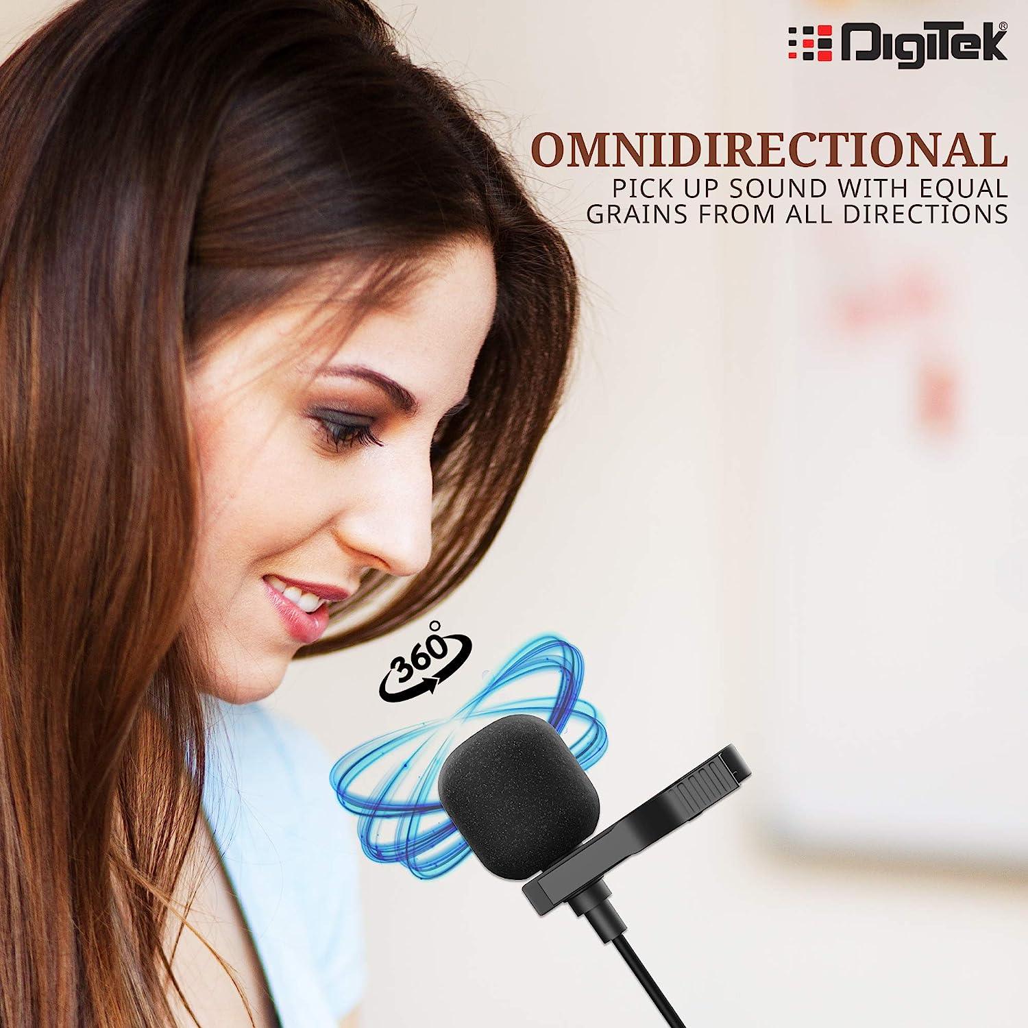 Digitek (DM 02) Lavalier Microphone for Smartphones | DSLR Cameras | PC with Omnidirectional Condenser for Vlogging | Recording | YouTube | Podcasting | Webinar and More - Digitek