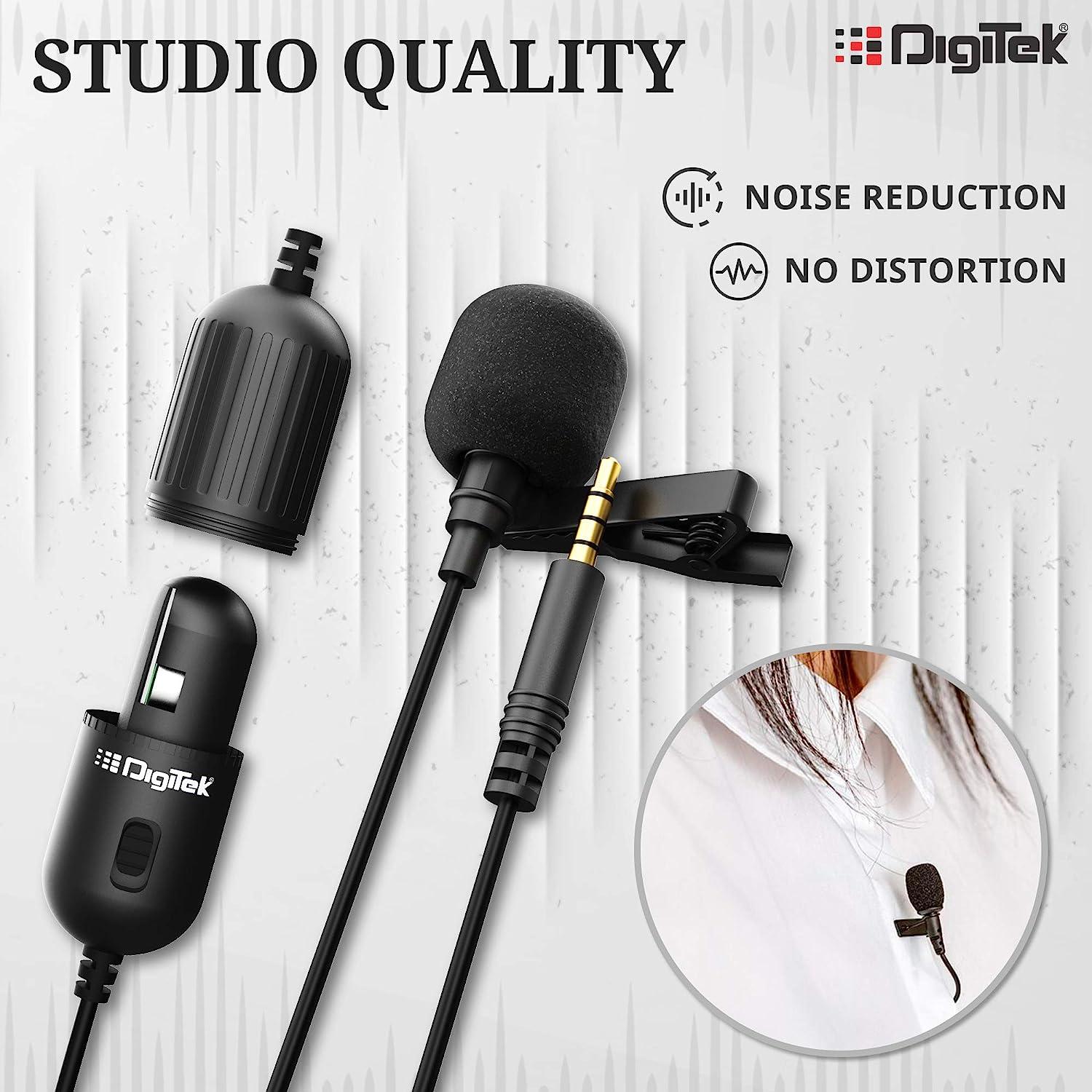 Digitek (DM 02) Lavalier Microphone for Smartphones | DSLR Cameras | PC with Omnidirectional Condenser for Vlogging | Recording | YouTube | Podcasting | Webinar and More - Digitek