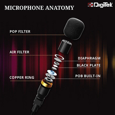 Digitek (DM 02) Lavalier Microphone for Smartphones | DSLR Cameras | PC with Omnidirectional Condenser for Vlogging | Recording | YouTube | Podcasting | Webinar and More - Digitek