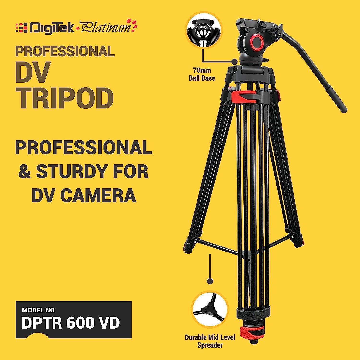Buy Digitek (DPTR600VD) (163 CM) Platinum Heavy Duty Video Tripod, with Best Prices